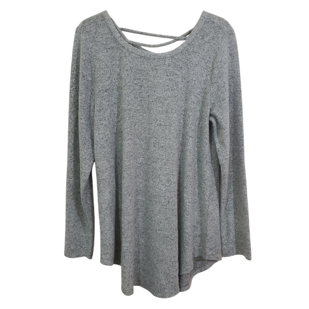 NWT Torrid Super Soft Plush Lace-Up Back Tunic Sweatshirt Grey Medium / Large